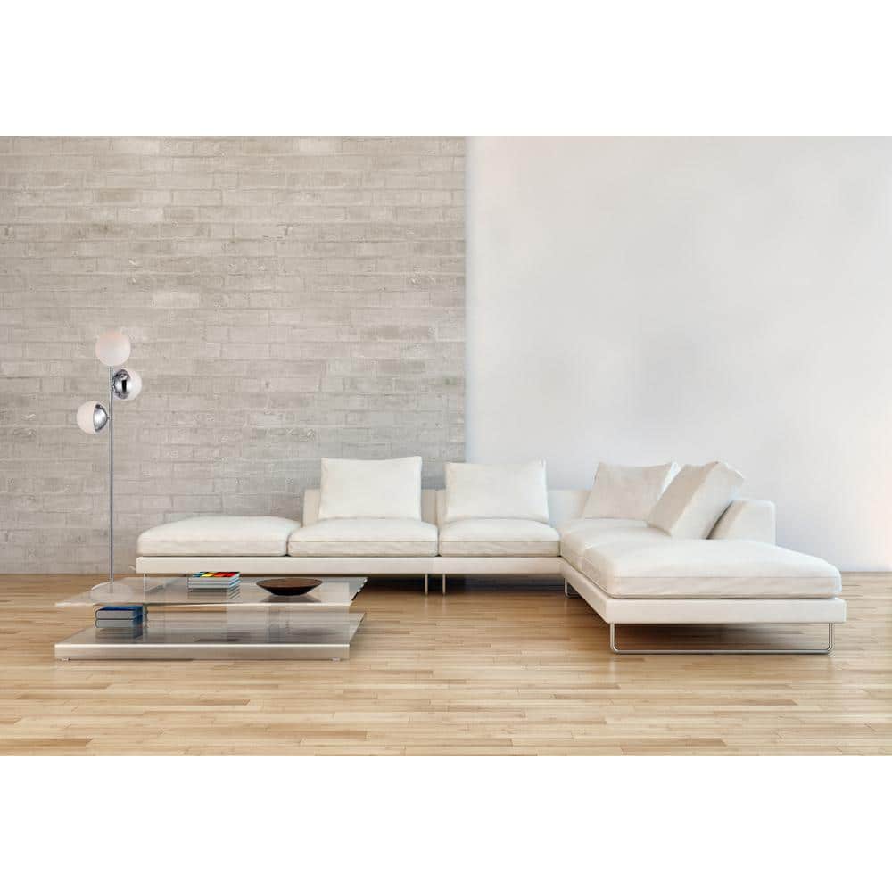 Living District - Eclipse 3 Lights Chrome Floor Lamp With Frosted White Glass - Chrome And Frosted White