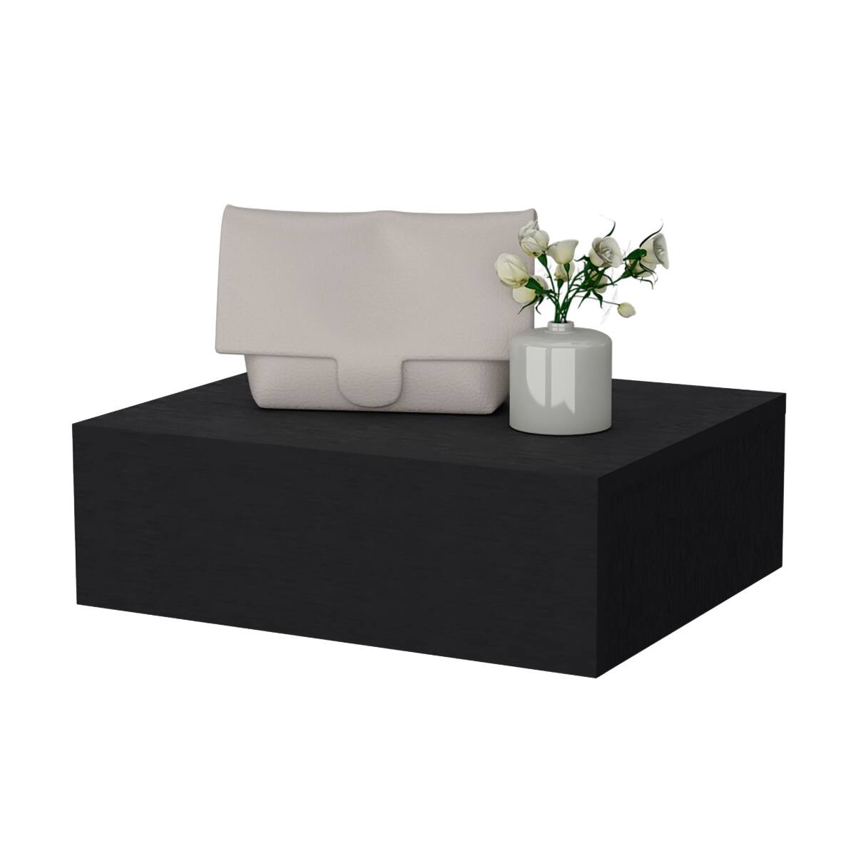 Alt View 1. Loheer - Loheer Wenge Wall Mounted Nightstand with Drawer, Compact Wood Bedside Table - Wenge.