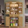 Bestier - 72" Tall Kitchen Pantry Cabinet with Sensor Lights & Anti-Tip Kit,Farmhouse-Style Freestanding Storage Cabinet - Wood