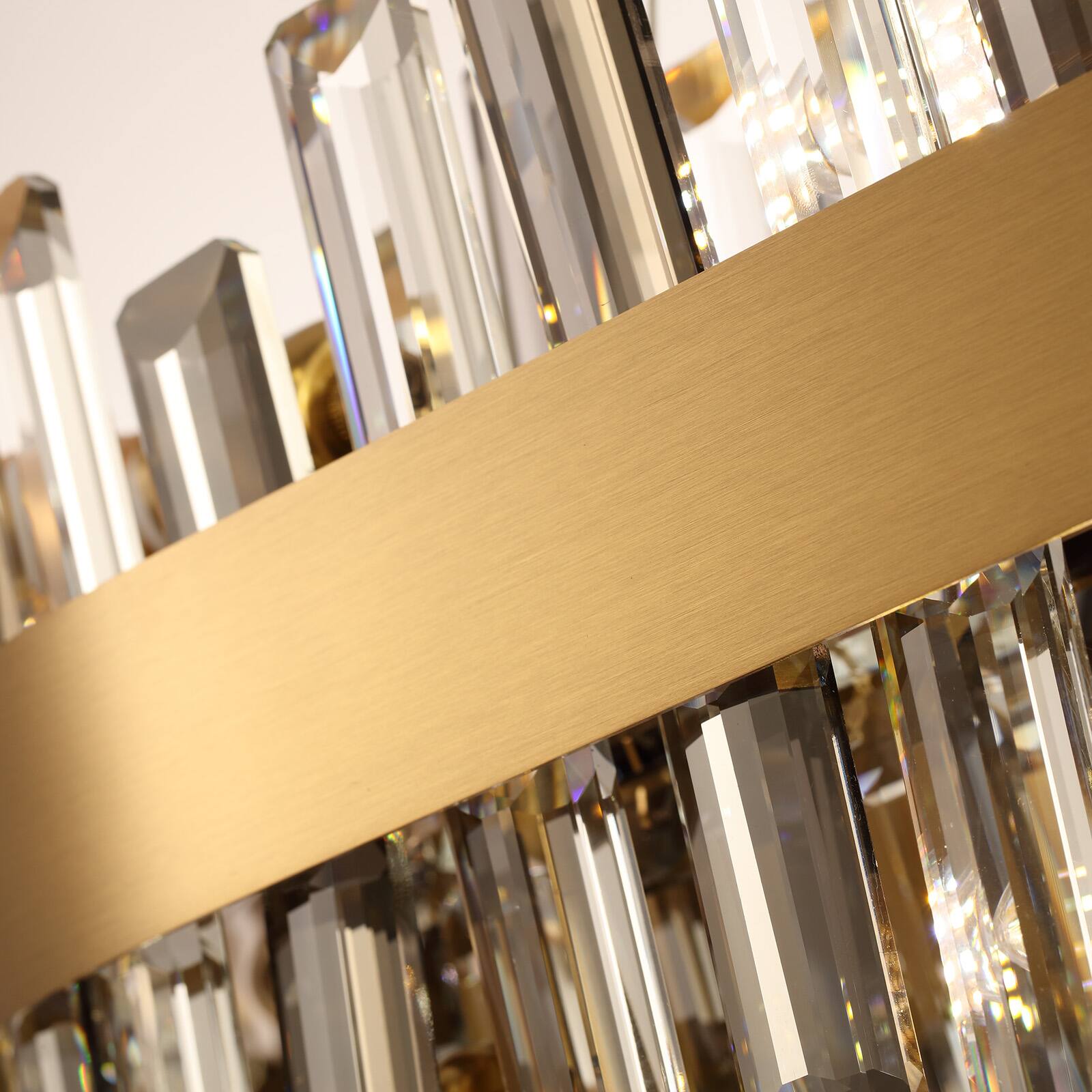 Alt View 8. Siljoy - 35.5in 16-Light Gold Smoke Oval K9 Crystal Empire Chandelier Dimmable Hardwired Linear Pendant Light for  Foyer Bedroom - Gold.