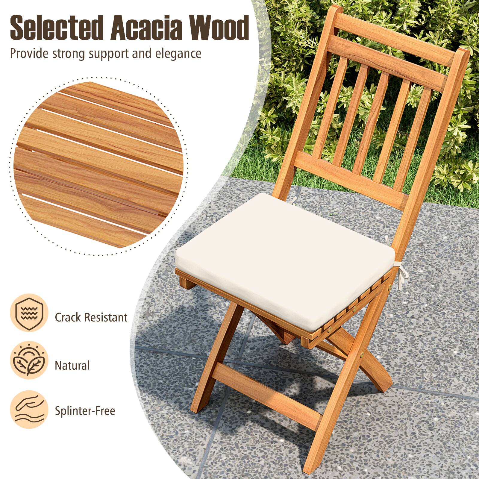 Selected Acacia Wood  
Provide strong support and elegance  

- Crack Resistant  
- Natural  
- Splinter-Free