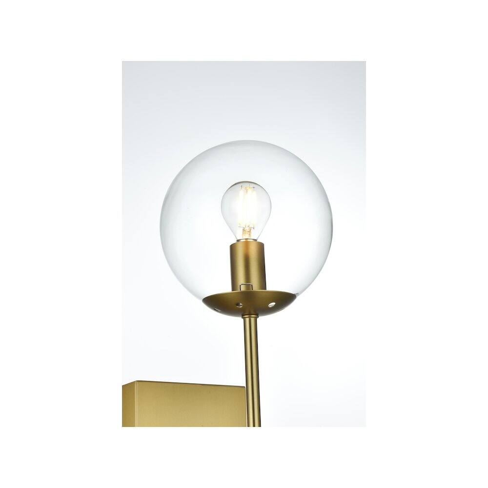 Back. Living District - Neri 6 Inch Wall Sconce Clear Shade in Satin Gold - Satin Gold And Clear.
