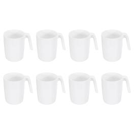 Unique Bargains - Set of 8 Plastic Coffee Mugs, Unbreakable Reusable Microwave Dishwasher Safe Drinking Cups for Kitchen Camping - White
