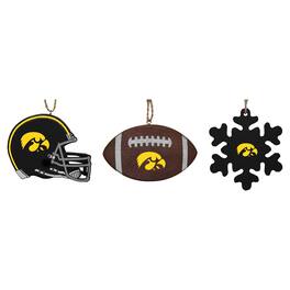The Memory Company - Iowa Hawkeyes Three-Pack Helmet, Football & Snowflake Ornament Set - Multicolor