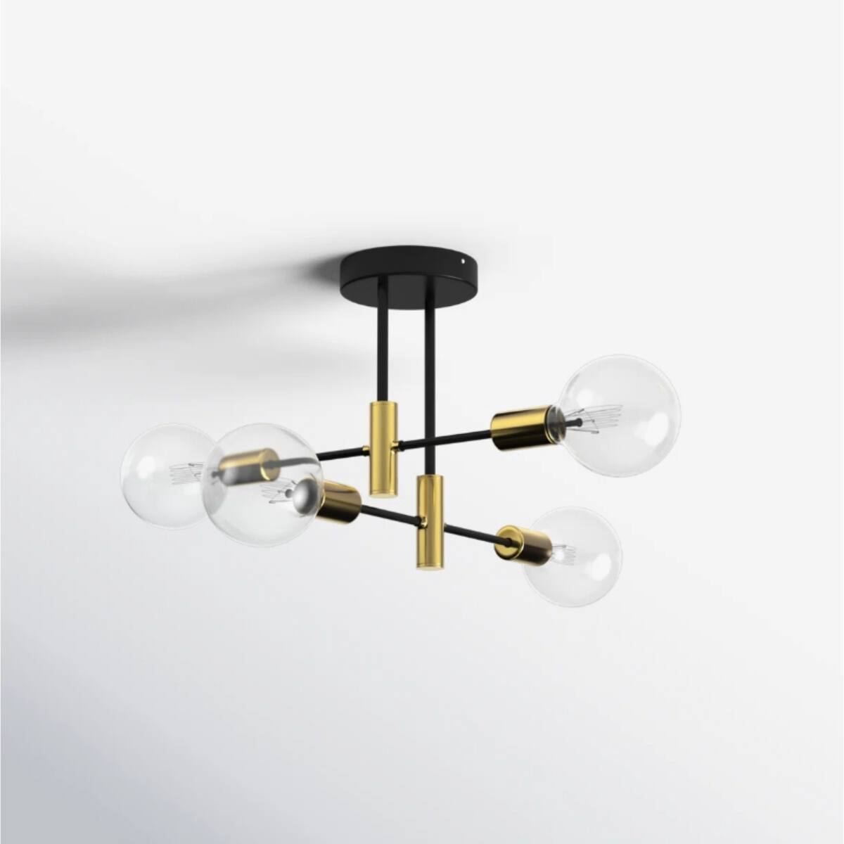 Alt View 3. Loheer - Loheer 4 Light Sputnik Ceiling Light, Black and Gold Semi Flush Mount, Modern Metal Chandelier for Living Room.