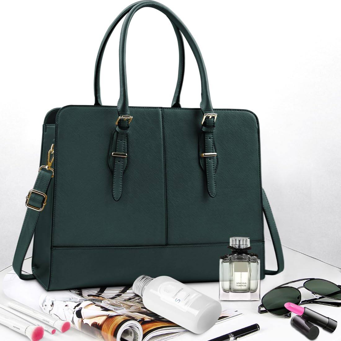 Alt View 7. Skar Audio - Laptop Bag For Women Leather Work Tote Computer Messenger Waterproof Briefcase Business Office Professional - Deep Purple.