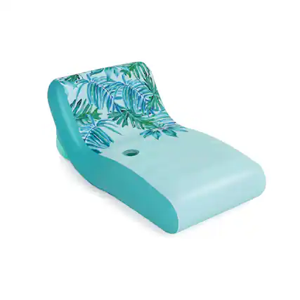 Front. Bestway - Bestway H2OGO! Luxury Fabric Covered 64" Inflatable Pool Lounger Float, Blue - Blue.