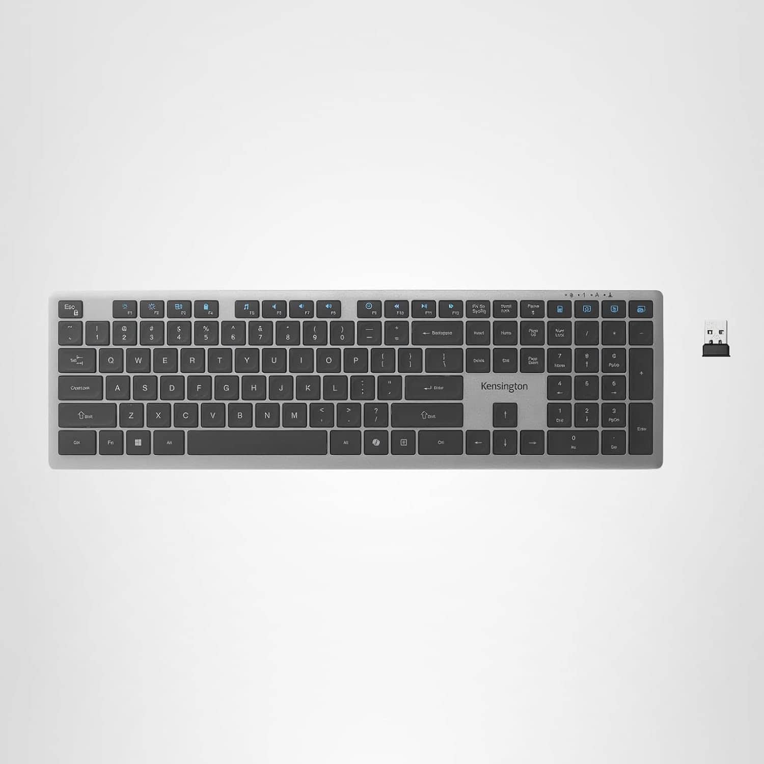 Kensington - KB535 EQ Full-Size Wireless Keyboard, Rechargeable, Bluetooth/2.4GHz, Multi-Device, Quiet Keys – K75408NA - Black