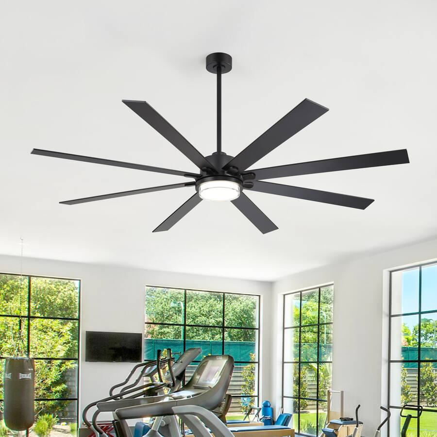 Breezary 80 Inch LED Ceiling Fan with Light, 8 Plywood Blades, DC Motor ...