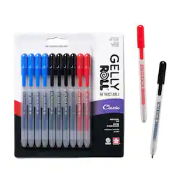 Sakura - Gelly Roll Retractable Gel Pens, Black, Blue & Red, 10 Pack
