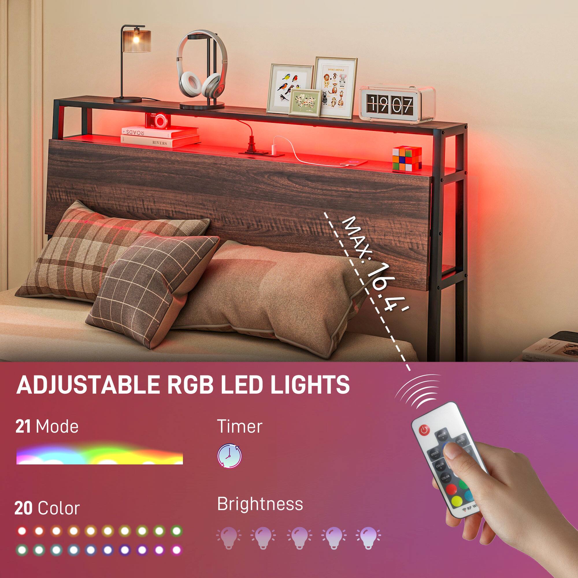 1907 1 9 0 7 A00 BTTES MAX: 16.4' ADJUSTABLE RGB LED LIGHTS 21 Mode Timer 20 Color Brightness