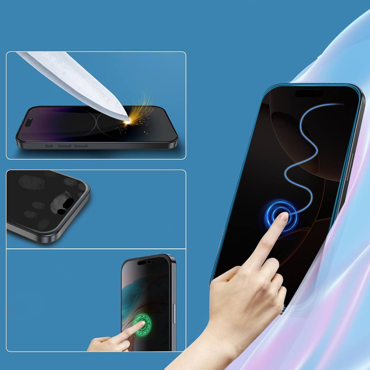 Alt View 2. SaharaCase - Easy Apply Tempered Glass Screen Protector for iPhone 16 Pro- Privacy - Privacy.