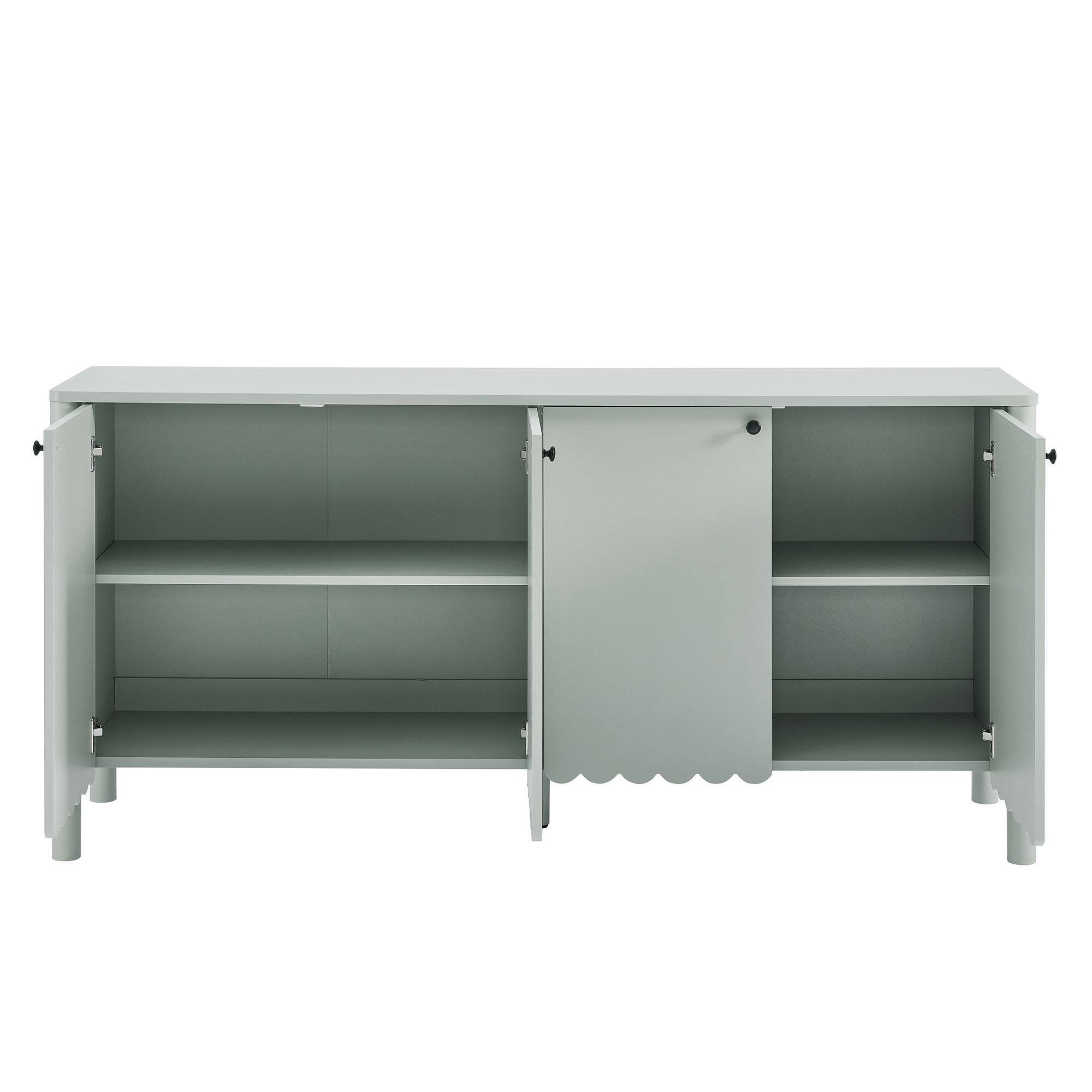 Alt View 5. Modway - Emmeline 66" 4-Door Scalloped Sideboard Cabinet by Modway - Sage.