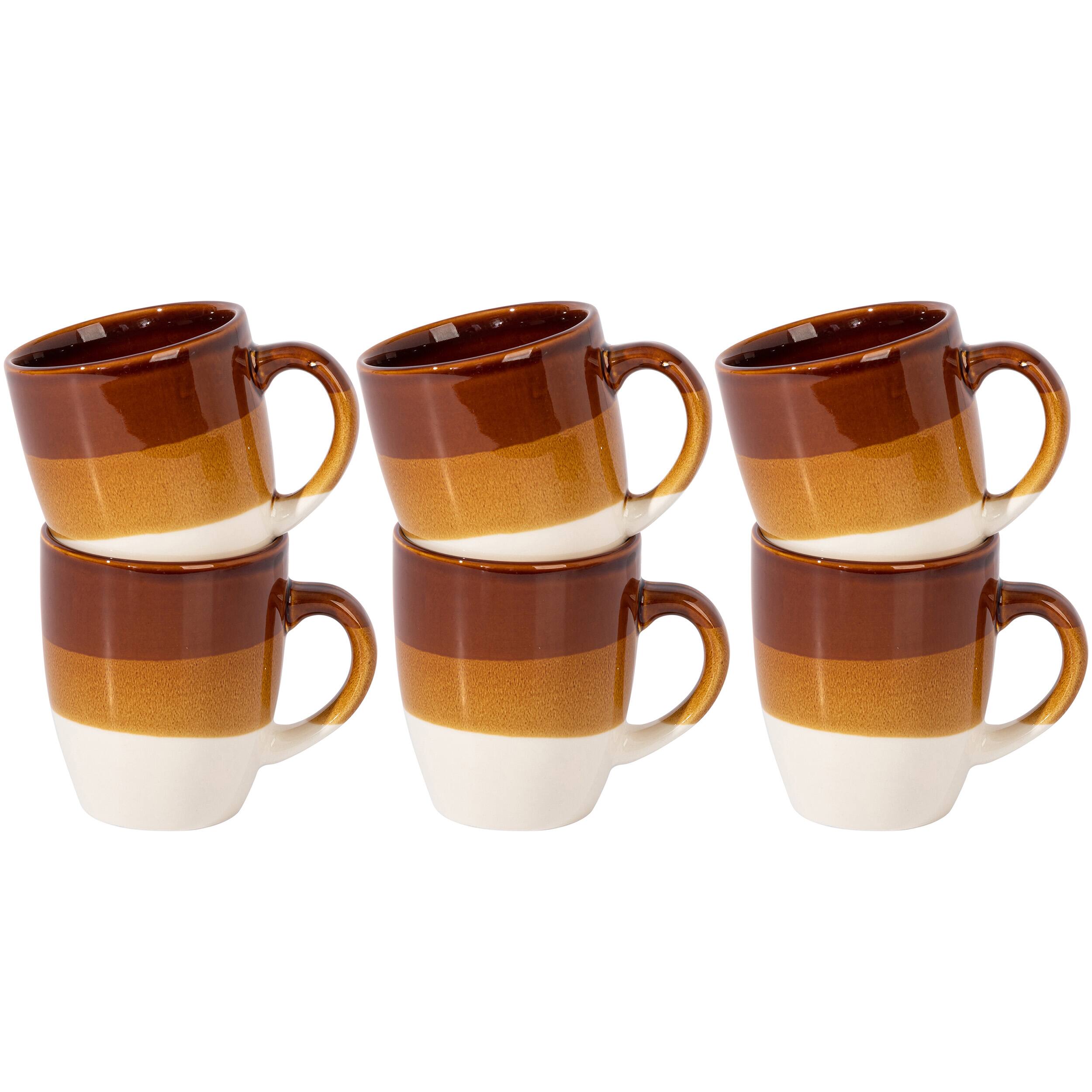 Alt View 1. Gibson - Gibson Home Yellowstone 6 Piece 12 Ounce Stoneware Mug Set in Brown and White - Brown.