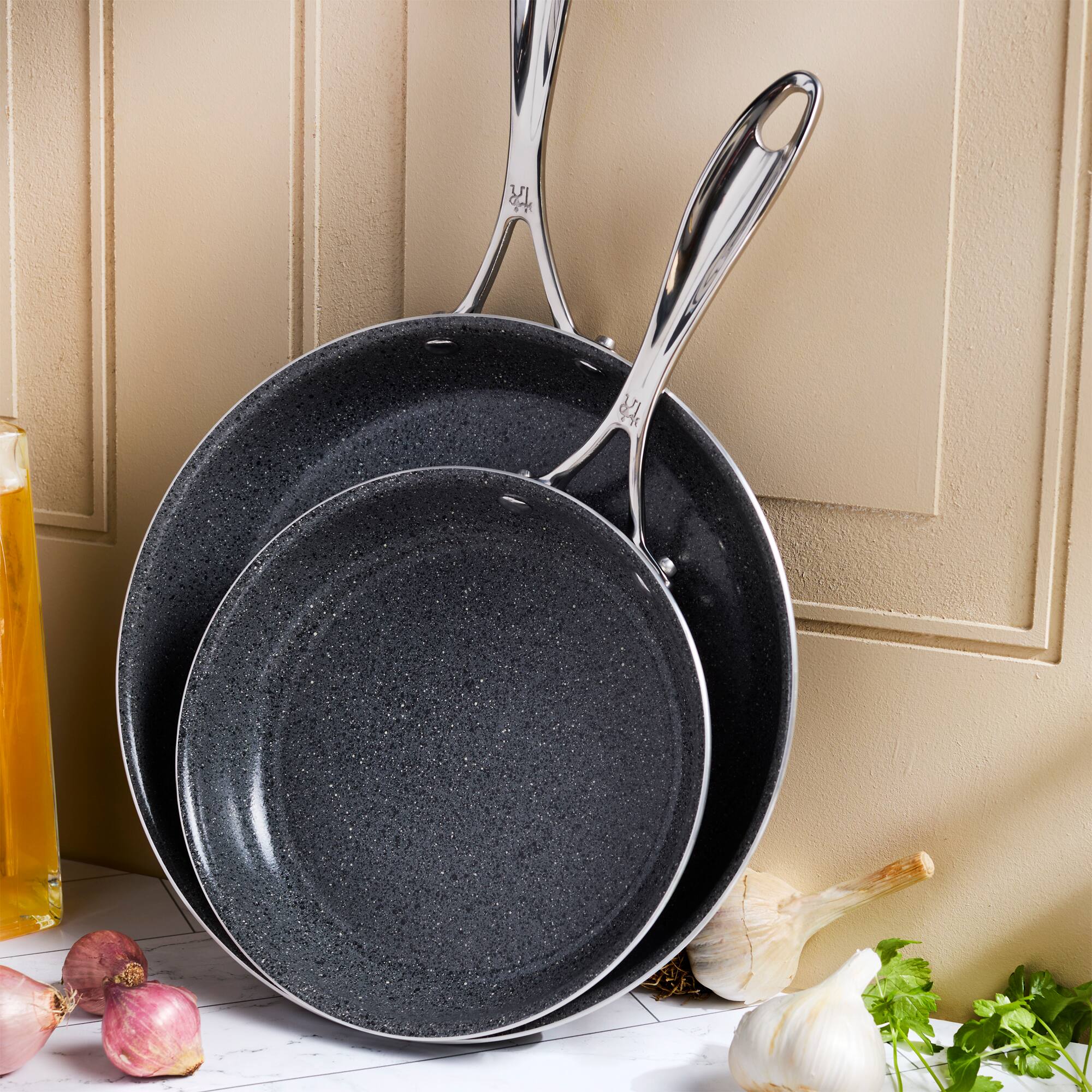 Alt View 3. Henckels - Henckels Capri Ceramic 3-pc Aluminum Ceramic Nonstick Fry Pan Set - Grey.