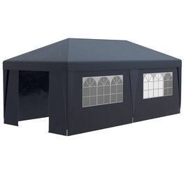 Outsunny - x 19.5' Pop Up Canopy Tent Height Adjustable Event Shelter w/ Sidewalls, Leg Weight Bags - Dark Blue