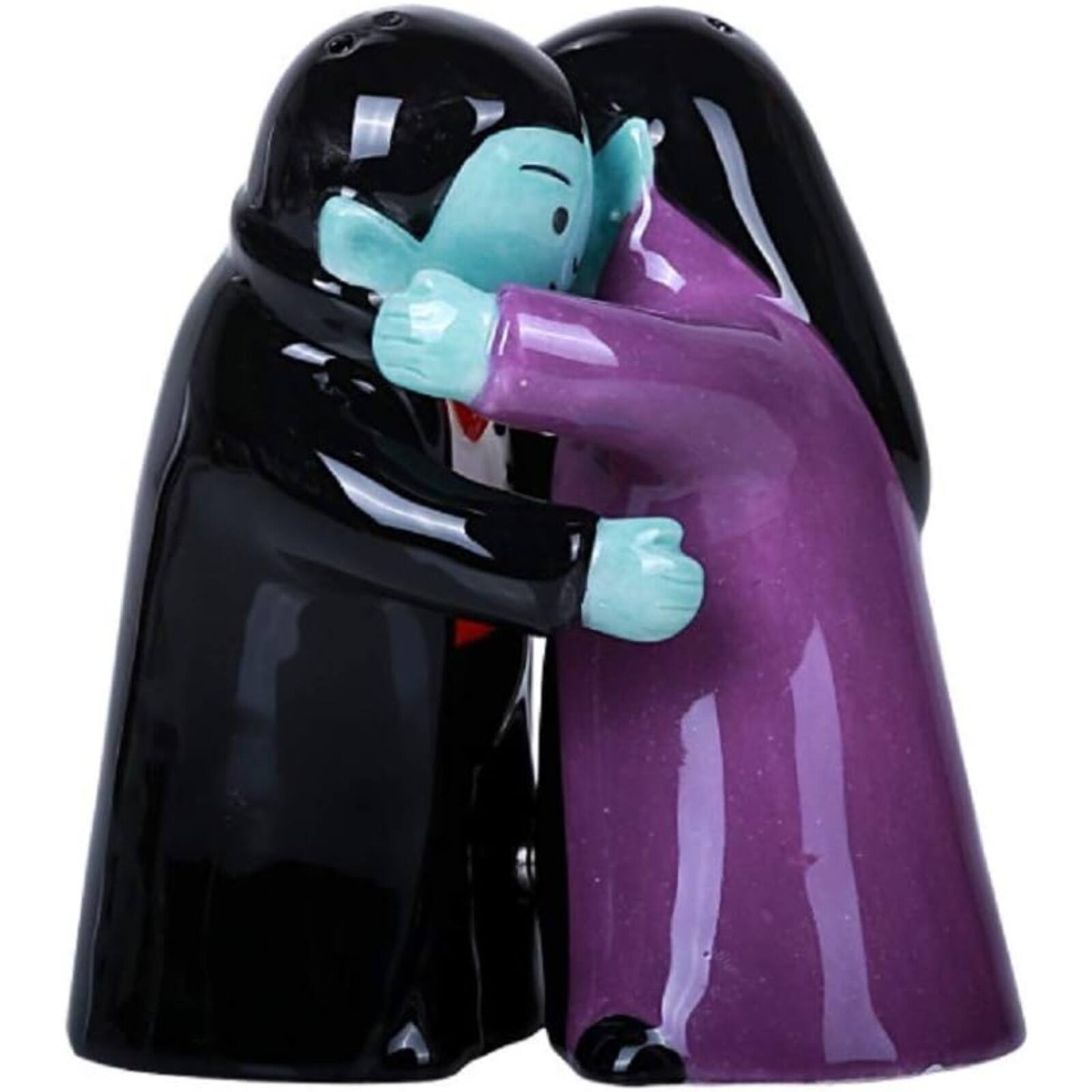 Angle. Pacific Trading - Hugging Vampires Ceramic Salt and Pepper Shakers Magnetic - Multicolor.