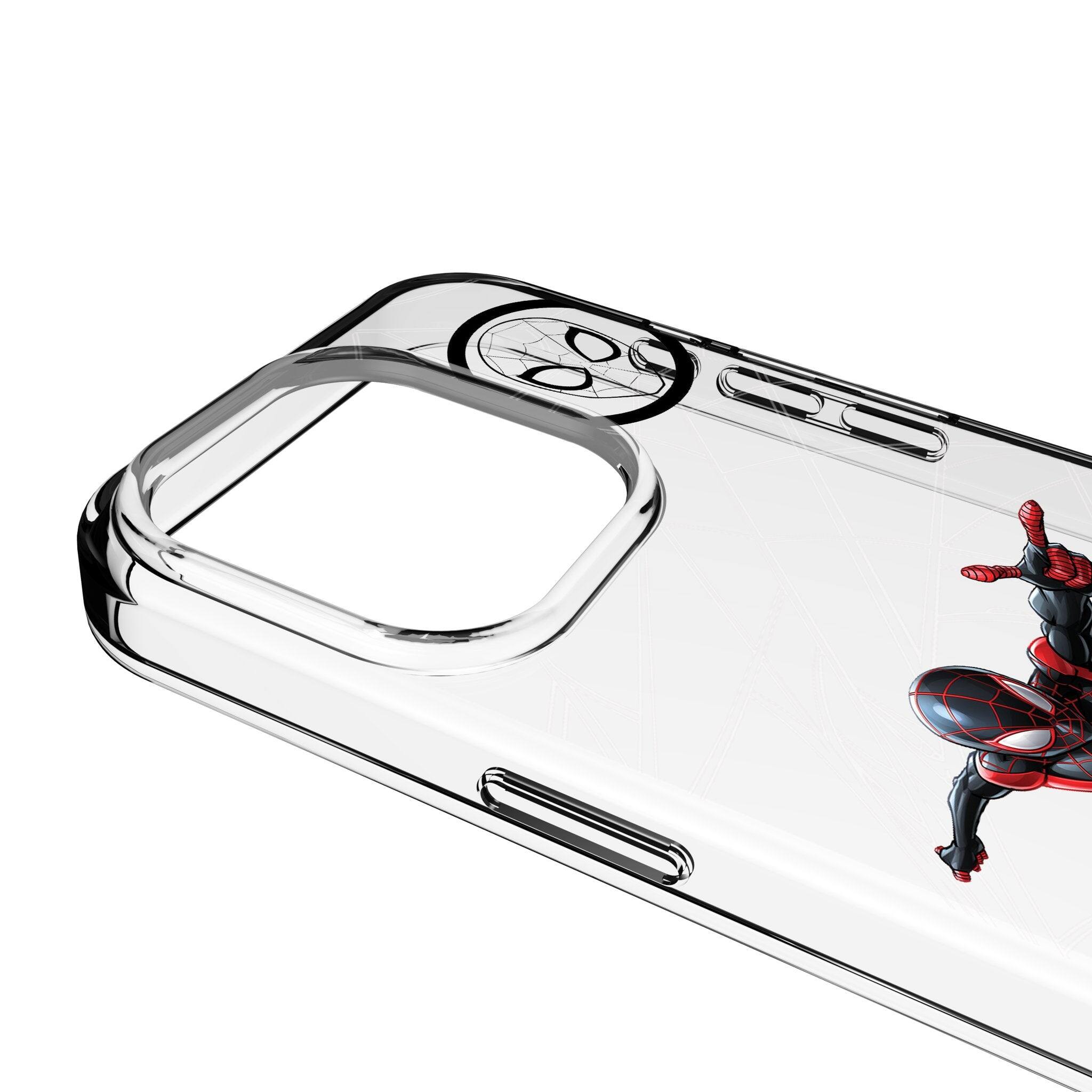Left. Keyscaper - Marvel MechLine Clear Phone Case - Apple iPhone 13 Pro - Miles Morales.