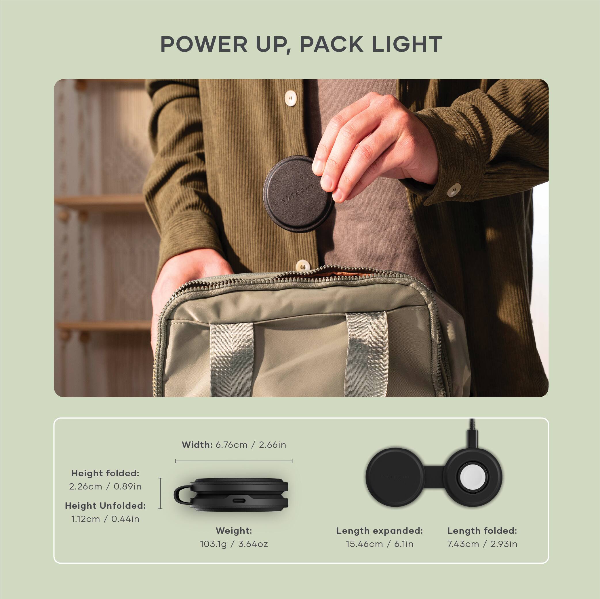 POWER UP, PACK LIGHT

Width: 6.76cm / 2.66in  
Height folded: 2.26cm / 0.89in  
Height Unfolded: 1.12cm / 0.44in  
Weight: 103.1g / 3.64oz  

Length expanded: 15.46cm / 6.1in  
Length folded: 7.43cm / 2.93in