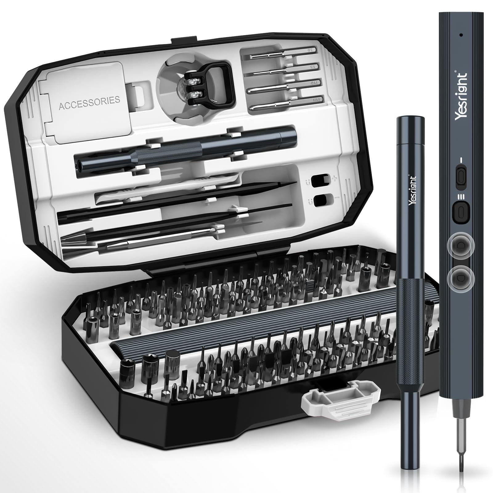 JETRANSPORT - Mini Electric 155 In 1 Small Precision Screwdrivers Set Max 5 N.m Cordless With 3 Torque Settings 140 S2 - Gray