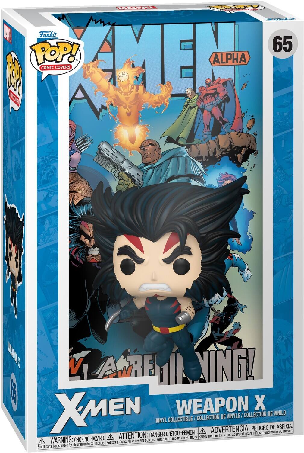 Weu TO FPDe U Funko 65 POP! COMIC COVERS ALPHA 1 9 NERN NING! V AWRE A X XMEN WEAPON I COLLECTION DE VINILO / COLLECTION DE VINYLE VINYL COLLECTIBLE ADVERTENCIA: PELIGRO DE ASFIXIA. D'TOUFFEMENT. nios menores de 36 meses. ATTENTION: DANGER No es adecuado para HAZARD. moins de 36 mois. Partes pequeras. WARNING: CHOKING aUX enfants de pices. Ne convient pas under 36 months. Petites Not suitable for children Small parts.