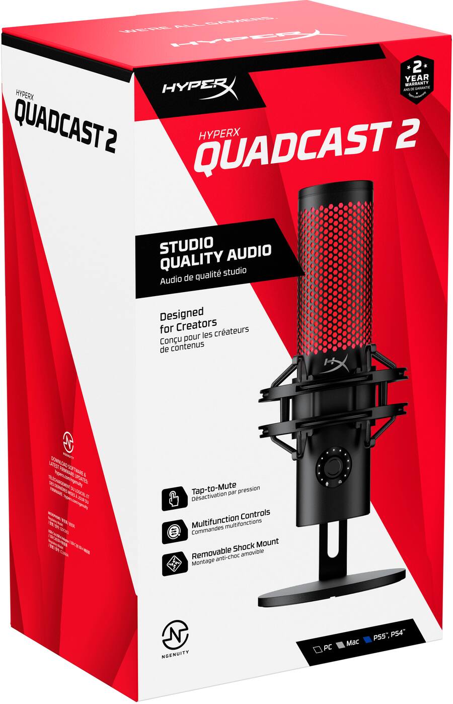 HyperX QuadCast 2 Wired Multi Pattern USB Electret Condenser HyperX QuadCast 2 Wired Multi Pattern USB Electret Condenser