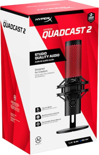 HyperX QuadCast 2 Wired Multi Pattern USB Electret Condenser HyperX QuadCast 2 Wired Multi Pattern USB Electret Condenser