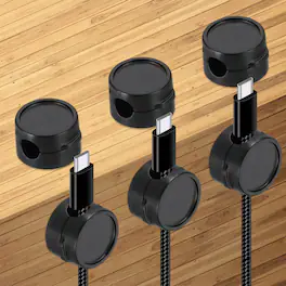 Unique Bargains - 6pcs Magnetic Spring Desk Cable Management Clips Adhesive Cord Holder Keeper for Office Desktop Wall Car - Black