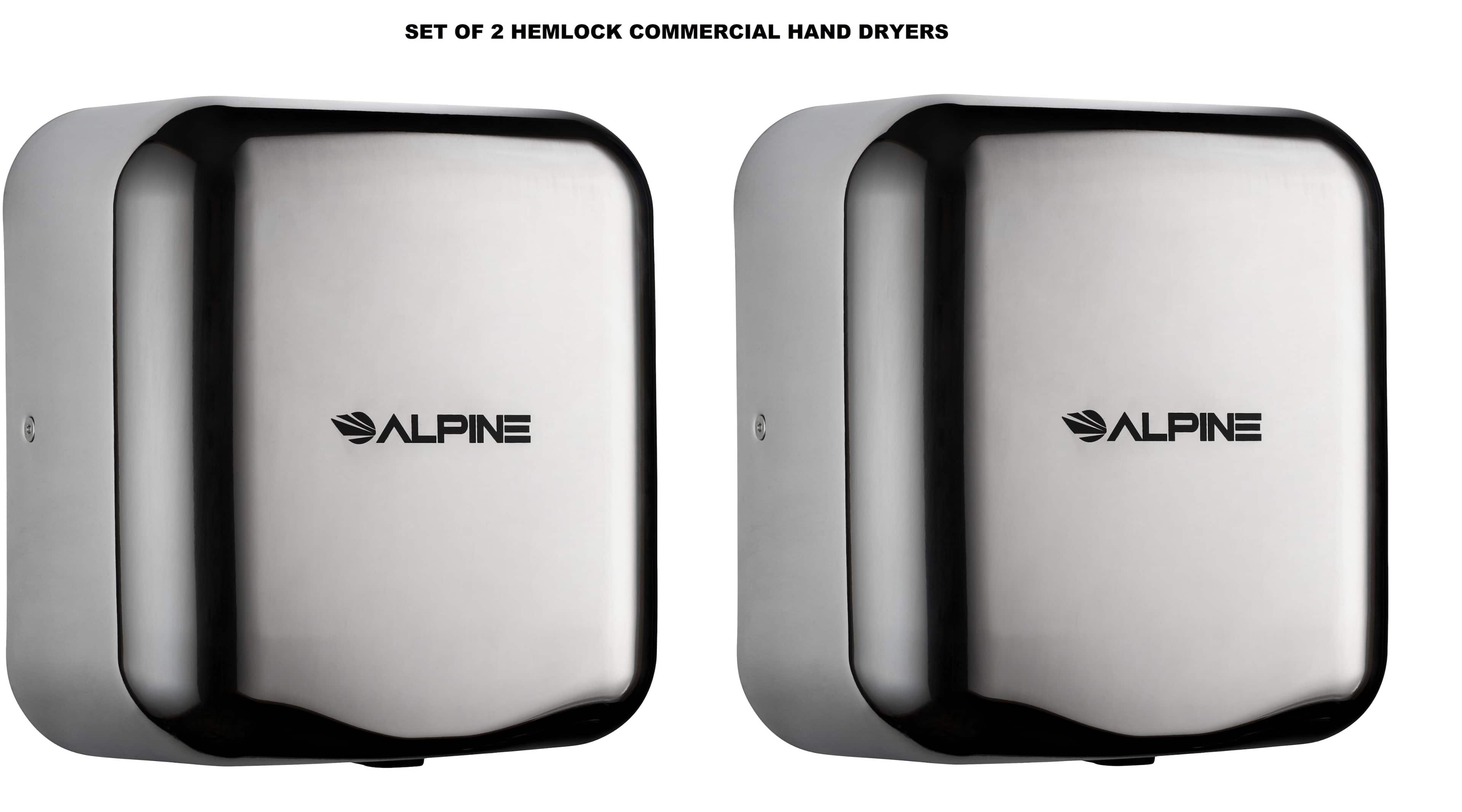 Alpine Industries - Hemlock Commercial Automatic High-Speed 120V Electric Hand Dryer 2 Pack - Chrome