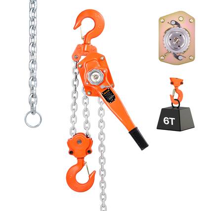Front. VEVOR - Manual Lever Chain Hoist,6T 13200LBS Capacity Come Along,20FT Lift G80 Alloy Steel Chain With Dual Pawl Mechanical Brake - orange.