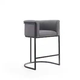 Manhattan Comfort - Cosmopolitan Mid-Century Modern Metal Upholstered Counter Stool - Gray