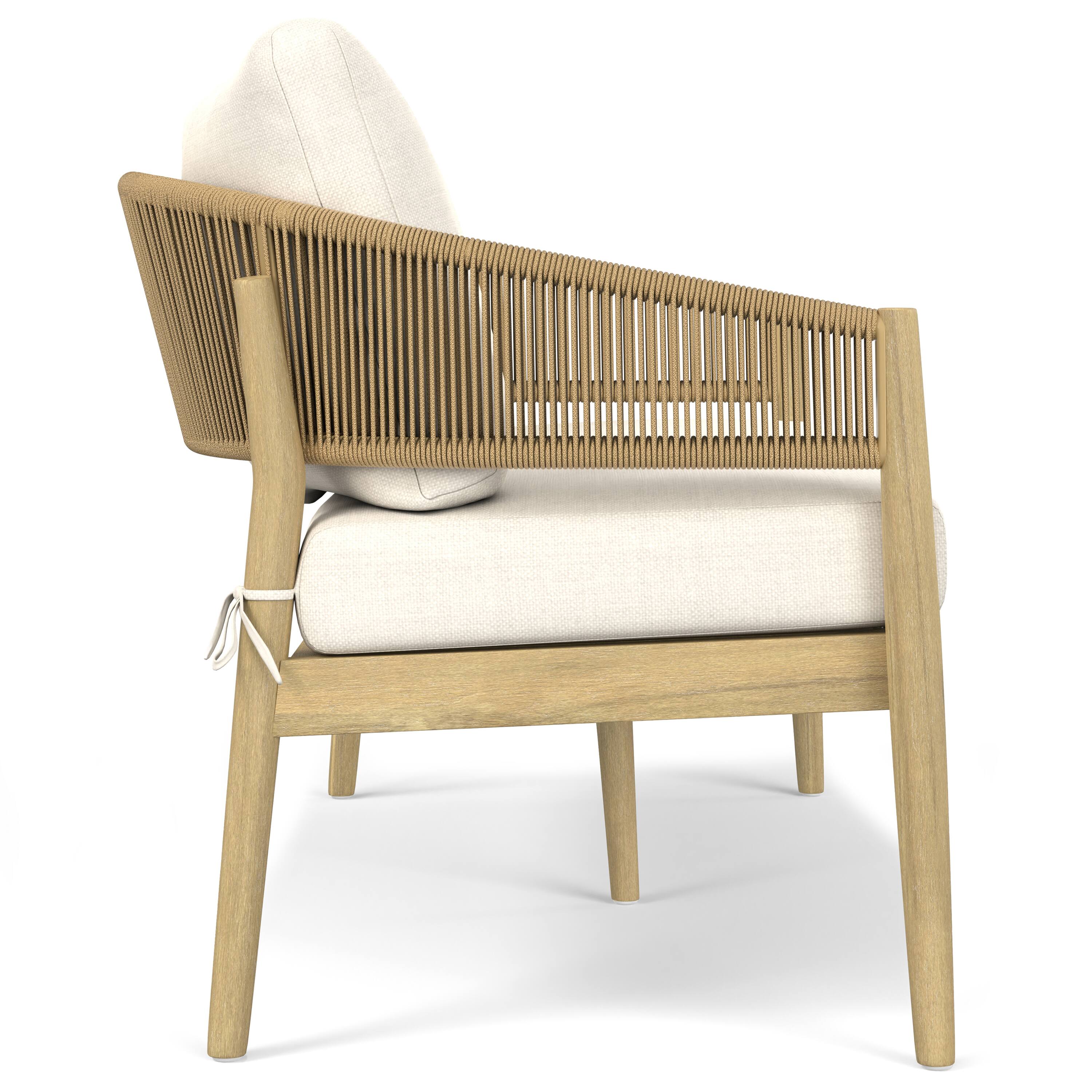 Back. Simpli Home - Bayshore 59 inch Wide Contemporary Outdoor Sofa in Polyester Fabric, Fully Assembled - Natural.