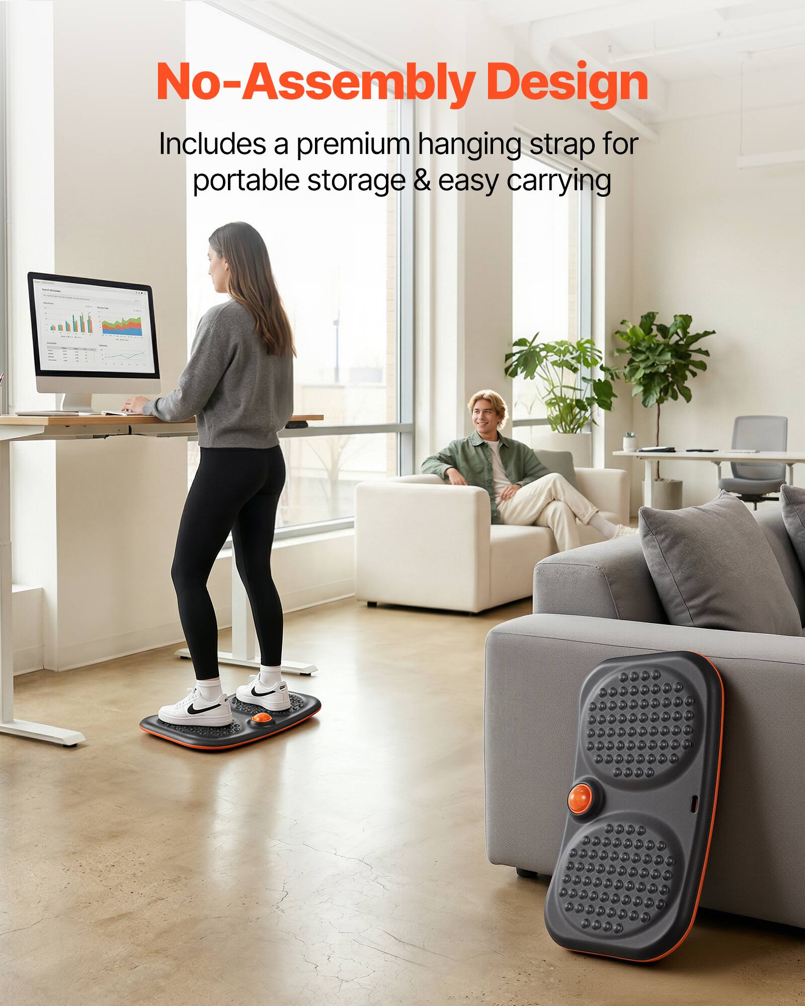 No-Assembly Design  
Includes a premium hanging strap for portable storage & easy carrying
