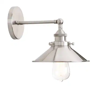 Front. Comfort Essence - Vintage Industrial Metal Wall Sconce Lighting Degree Adjustable Lamp - Brushed Nickel.
