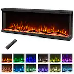 Front. Costway - Costway 50" Wide 3-Sided Electric Fireplace Insert 750with 1200W Recessed Wall-Mounted Heater - Black.