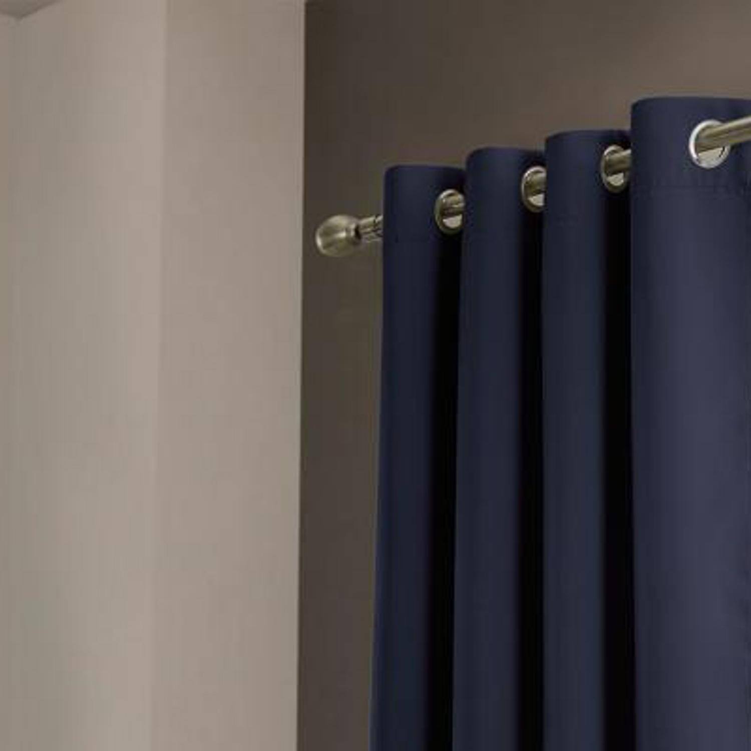 Angle. RT Designers Collection - Olivia Gray Anchorage Blackout Grommet Single Curtan Panel - 54x90" Navy - navy.