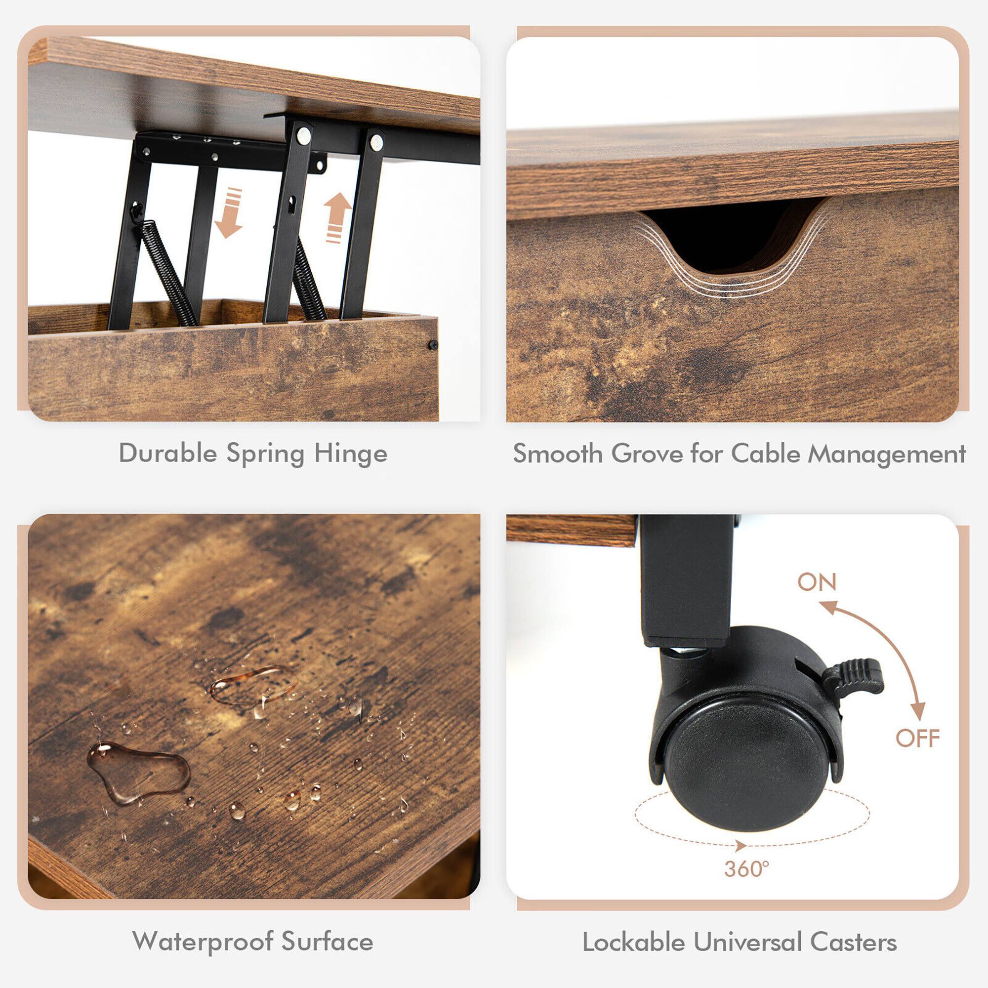 Durable Spring Hinge  
Smooth Grove for Cable Management  
ON  
OFF  
360  
Waterproof Surface  
Lockable Universal Casters