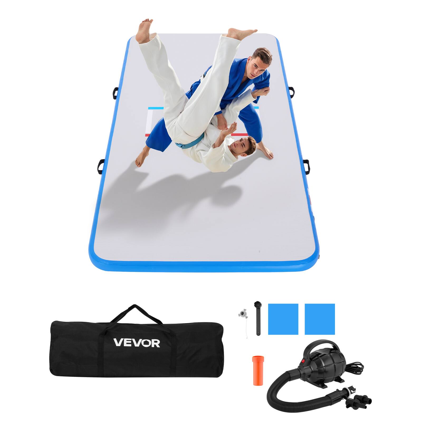 Front. VEVOR - 10x5 ft Wrestling Mat Inflatable, Martial Arts Thick Mat for Outdoor Indoor Home Gym Exercise - Gray.