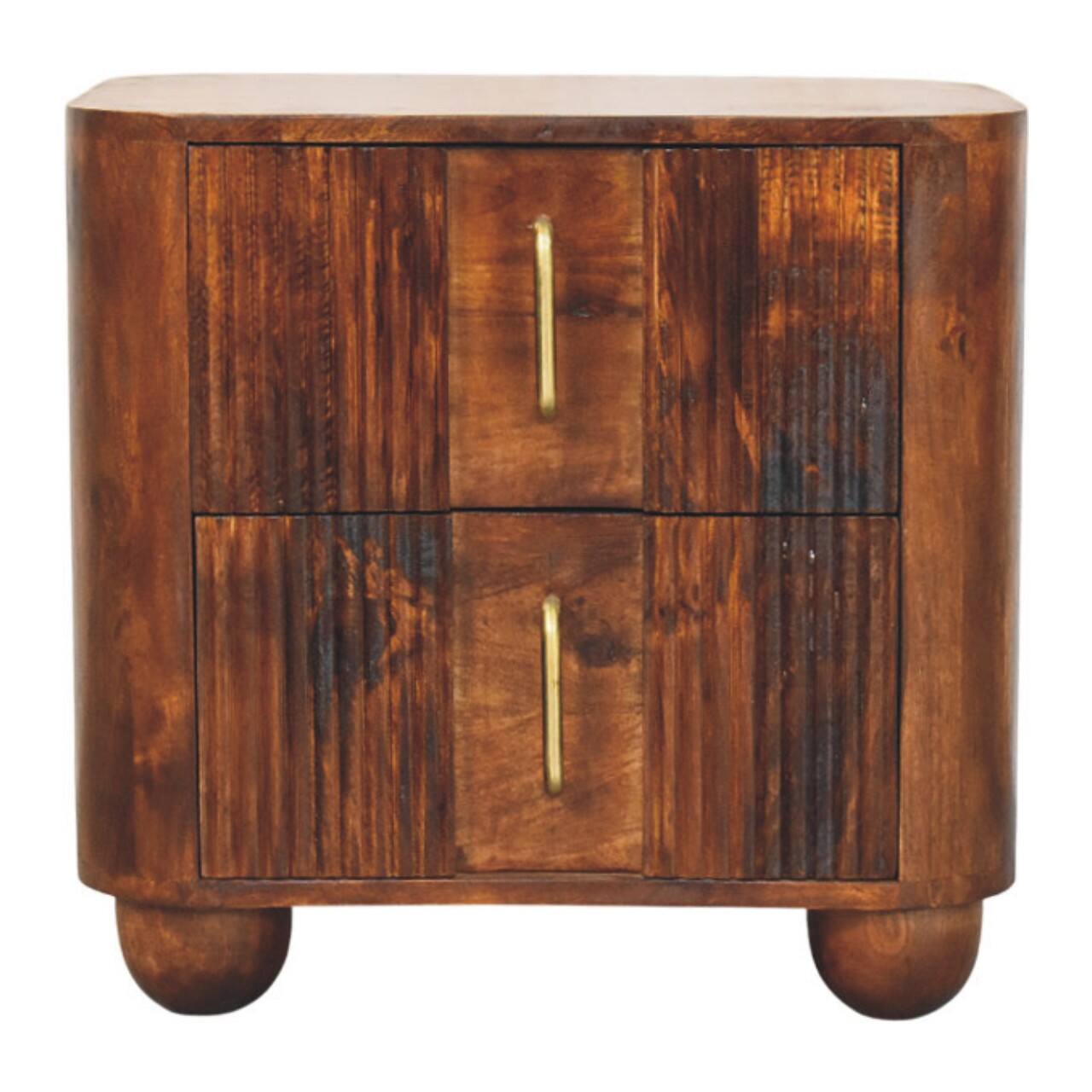 Front. Artisan Furniture - Artisan Furniture Solid Wood Ribera Bedside Table, 2 Drawers, Brown - Brown.