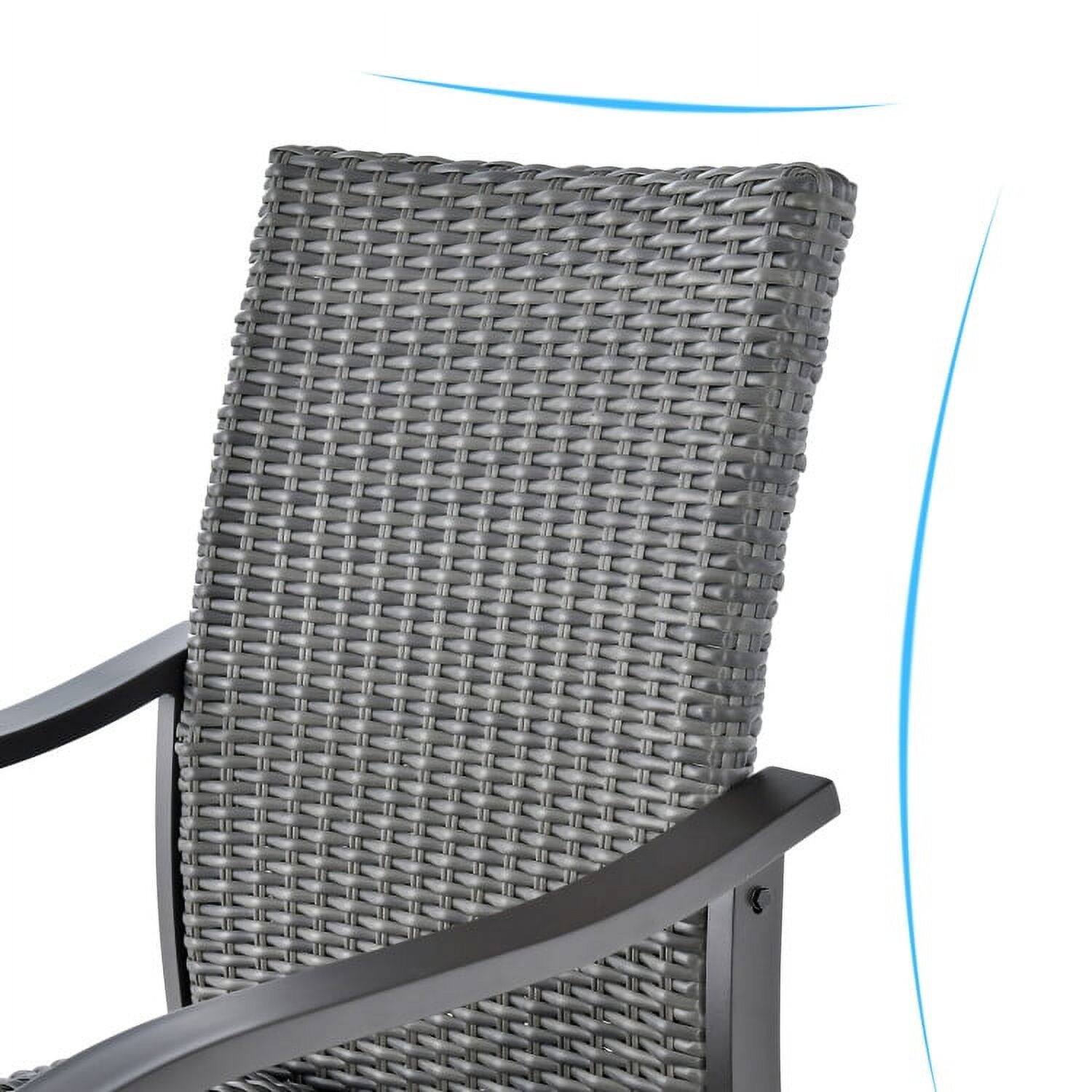 Back. Pefilos - 3 Pieces Swivel Bar Set with 4D Air Fiber Cushion, Outdoor Stackable Dining Chairs for All Weather, Breathable Garden - Gray.