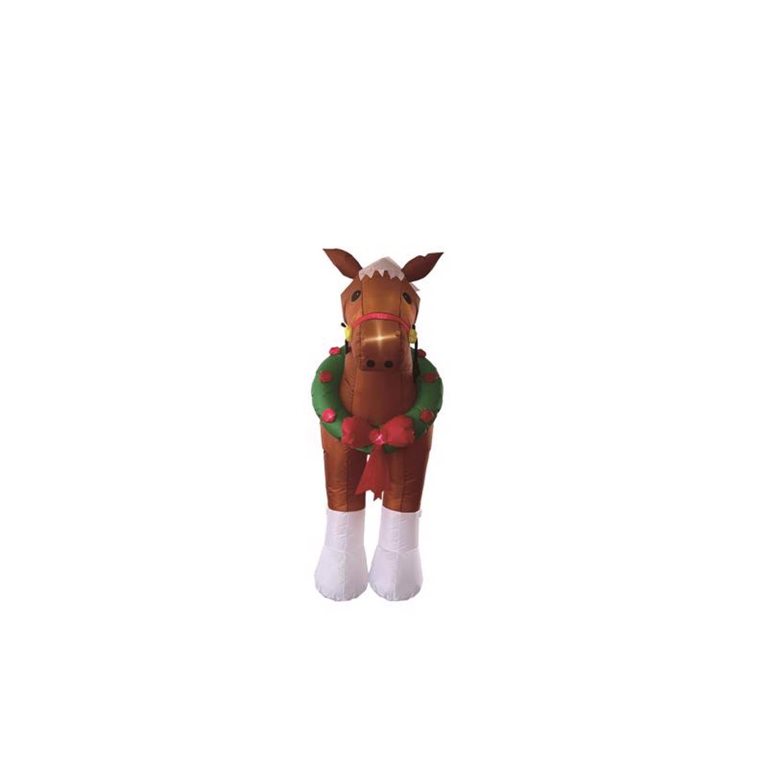 Angle. Celebrations - Celebrations Santa with Horse Carriage 9 ft. Inflatable - Multicolored.