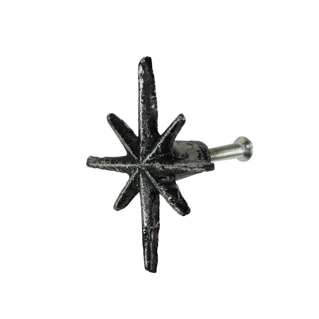 Alt View 1. Zeckos - Set of 6 Antique Silver Finish Mid Century Modern Starburst Drawer Pulls Knobs - Silver.