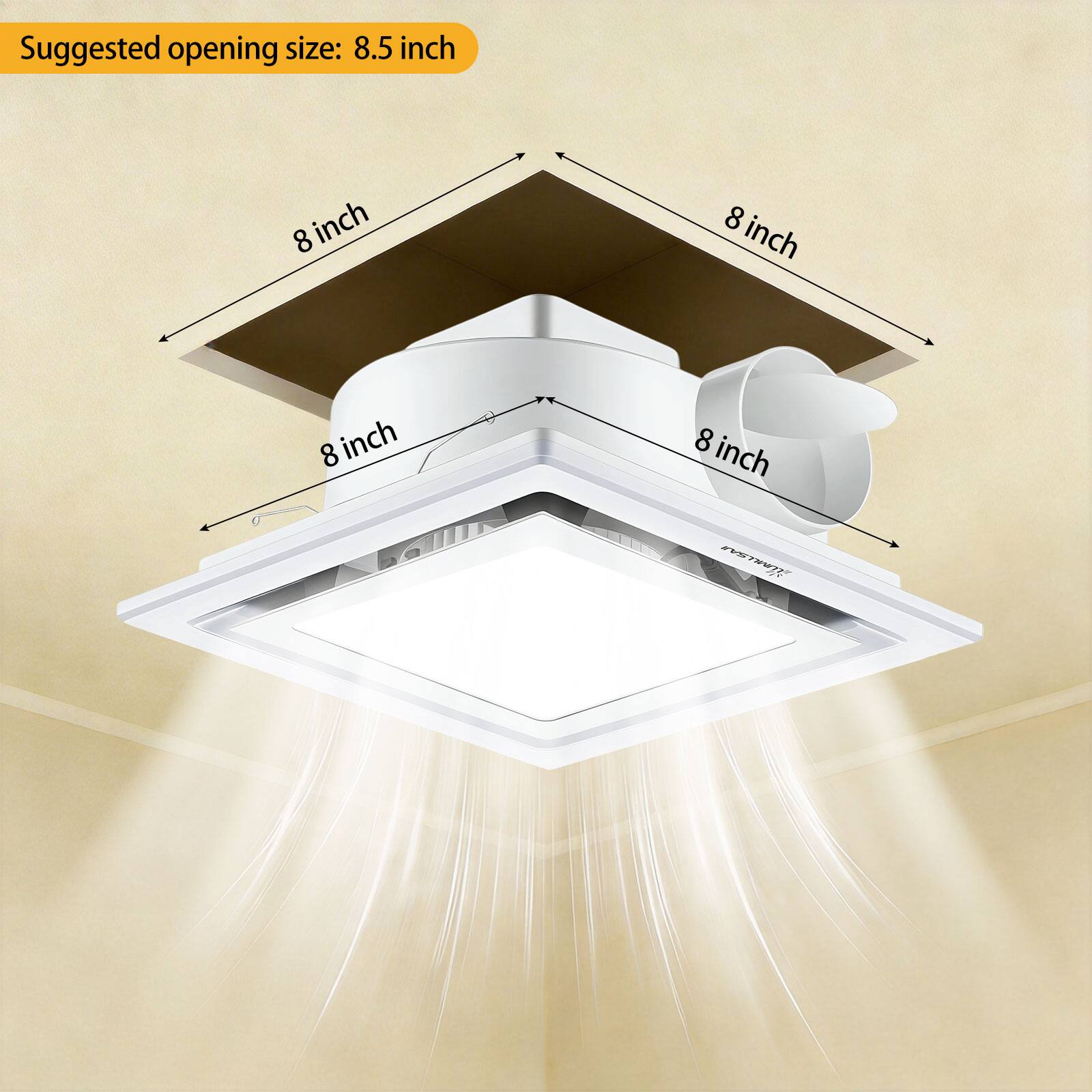 Suggested opening size: 8.5 inch  
8 inch  
8 inch  
8 inch  
8 inch  
8 inch