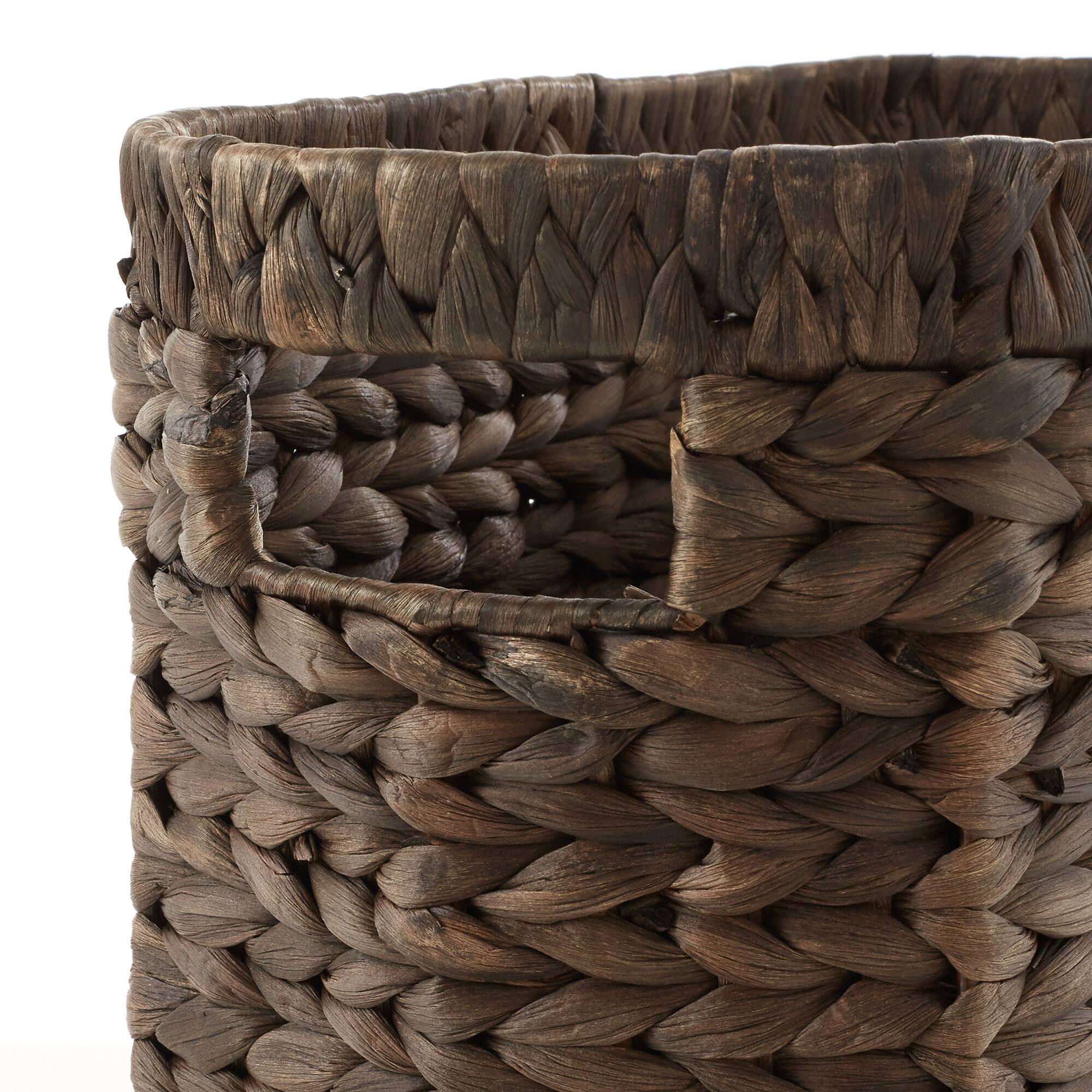 Alt View 4. Casafield - Magazine Holder Storage Basket Bin with Handles - Seagrass Hyacinth Woven Bins - Espresso - Hyacinth.