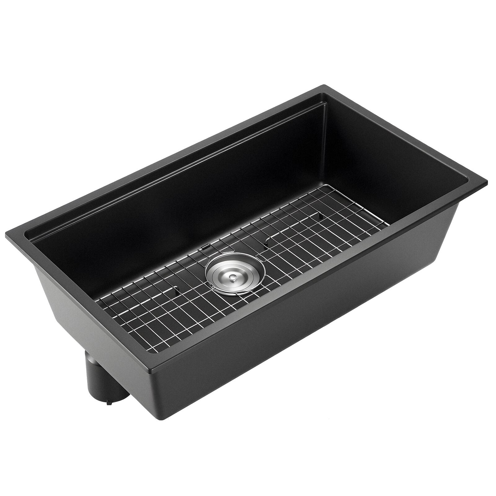 Alt View 5. VEVOR - 33 inch Kitchen Sink Workstation,Undermount Granite Sink,Drop-In Single Bowl Farmhouse Basin with Multiple Accessories - Black.