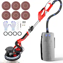 VEVOR - Drywall Sander 850W, Electric Drywall Sander,Variable Speed 800-1750 RPM,Foldable Sheetrock Sander,with Telescope Handle - Red;Black