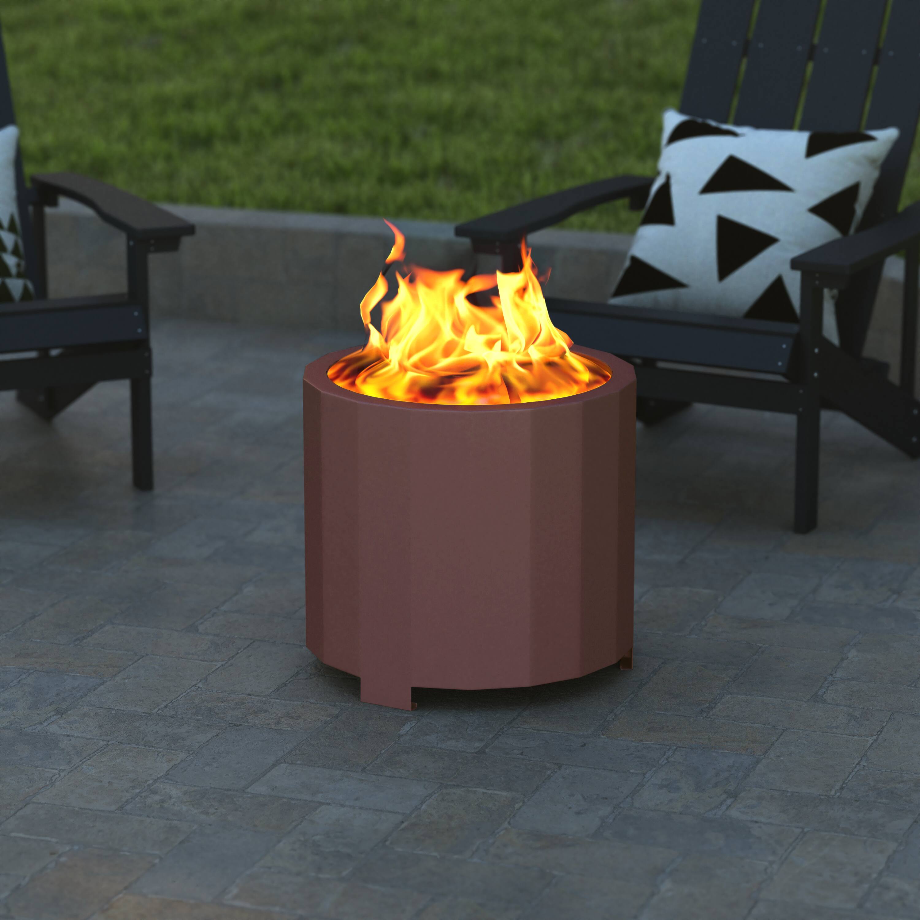 Alt View 4. Emma + Oliver - Hestia Steel Portable Smokeless Wood Burning Firepit with Waterproof Cover for Outdoor Use - Bronze.