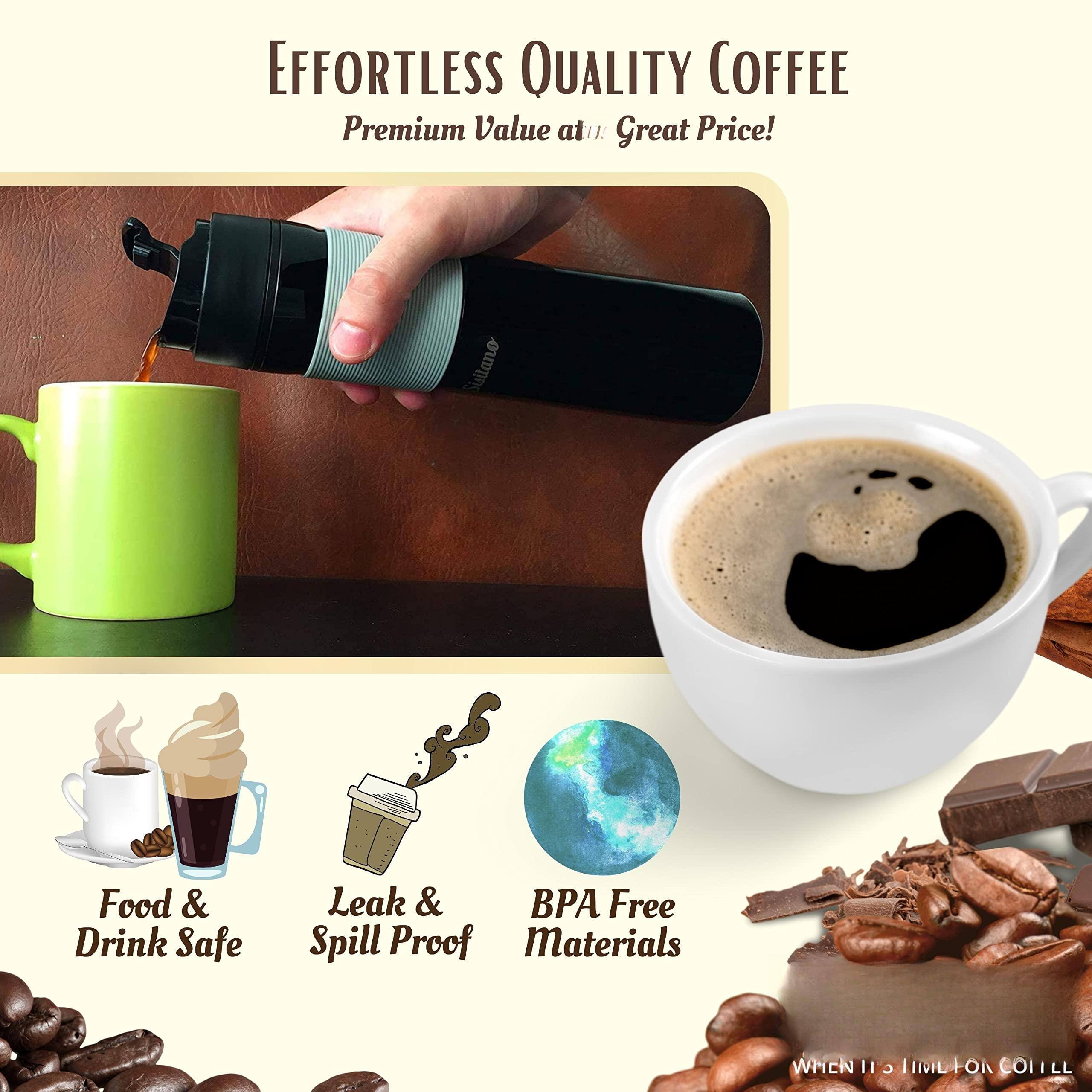 EFFORTLESS QUALITY COFFEE  
Premium Value at a Great Price!

- Food & Drink Safe
- Leak & Spill Proof
- BPA Free Materials

WHEN IT'S TIME FOR COFFEE