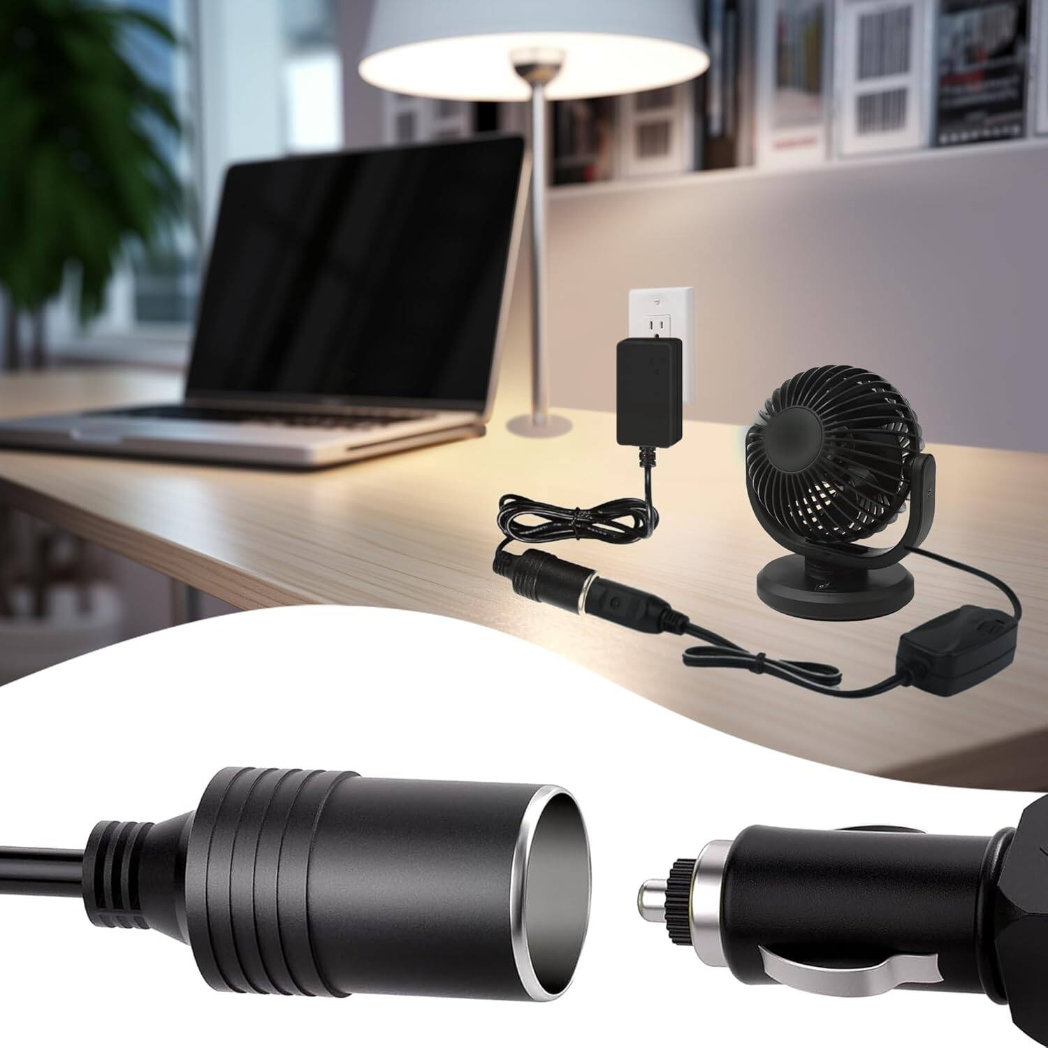 Angle. HQRP - HQRP 12V 2A AC/DC Adapter 110-240V 24W for Car Devices, Dash Cam, MP3, Bluetooth FM Radio, Cigarette Lighter, UL Listed - Black.