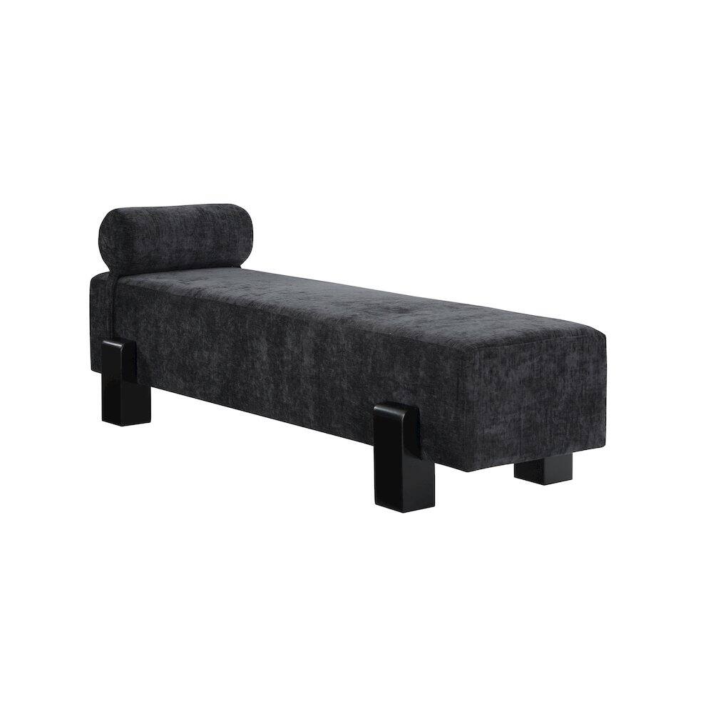 Alt View 2. Meridian Furniture - Edison Black Chenille Fabric Bench - Black.